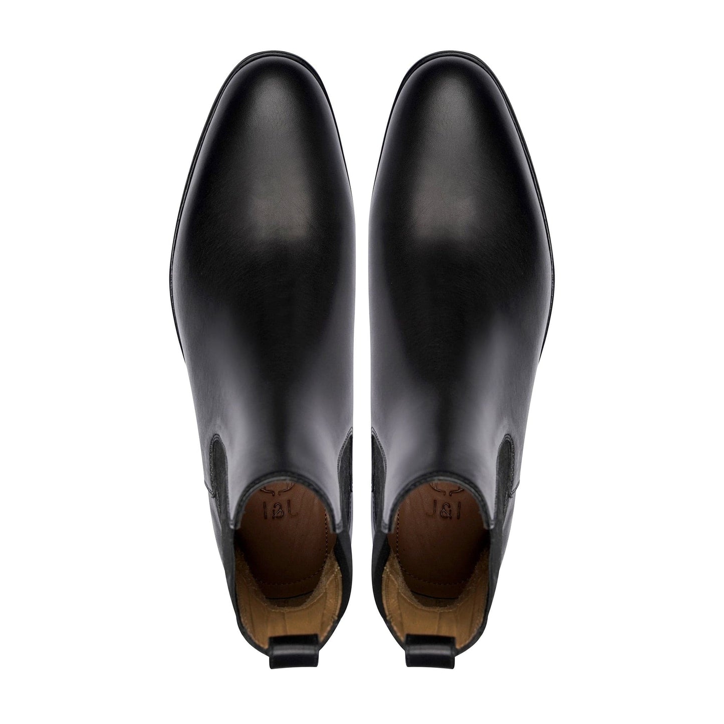 Black Chelsea Round Toe Leather Boots