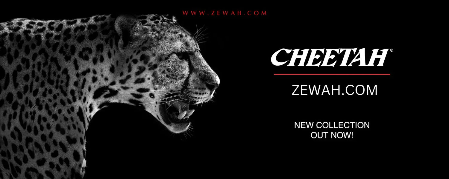 Side profile of a roaring cheetah on black background with bold Cheetah collection launch text.
