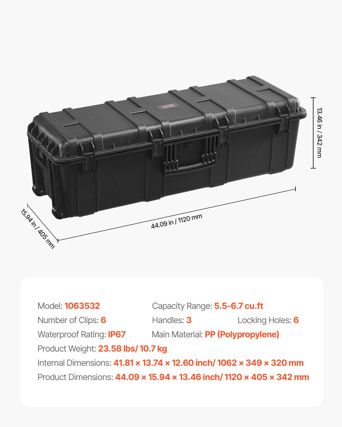 Weatherproof Hard Case, Heavy Duty Protective Dry Box Case With Pre-Cut Foam & Retractable Pull Handles For Travel, Hunt, Military, Tactical, IP67 Waterproof Case For Cameras