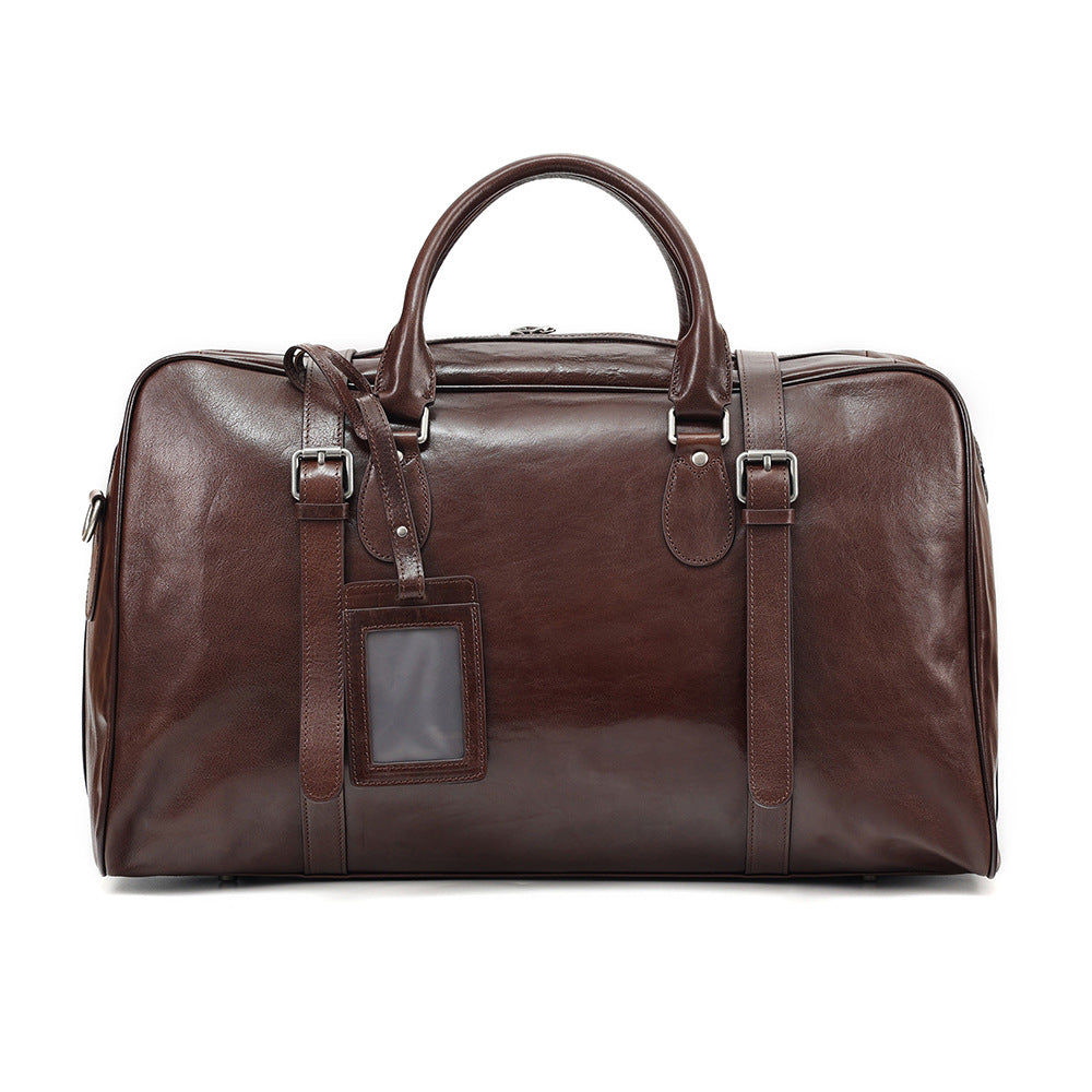 Large Capacity Retro Hand-held Business Leather Short Trip Travel Bag
