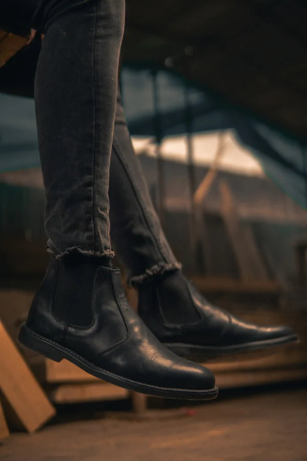 Black Cow Leather Chelsea Boots
