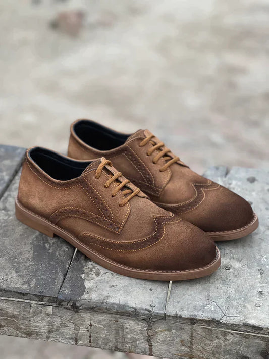 Shaded Camel Casual Suede Leather Shoes Suede Derby shoes for Men