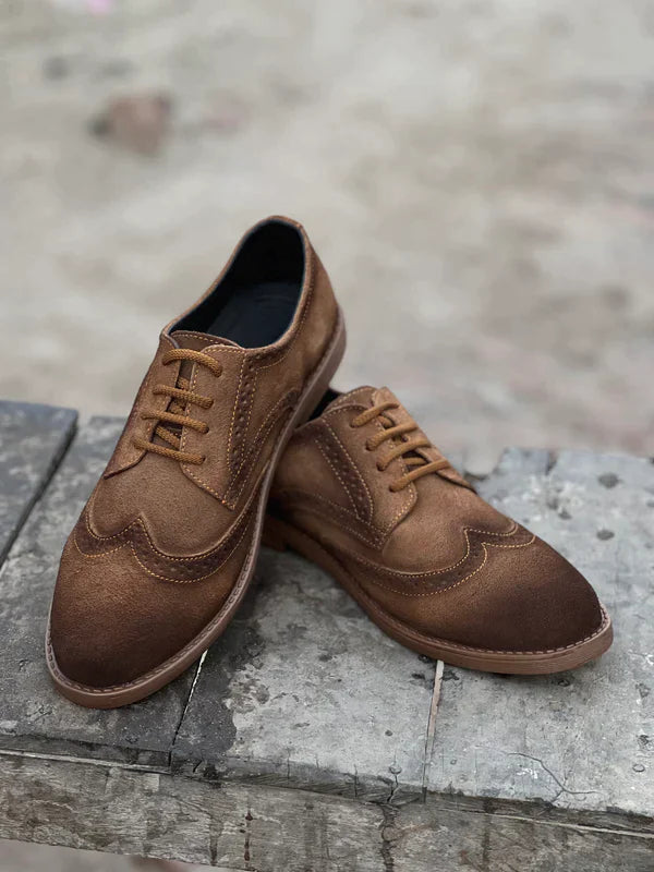 Shaded Camel Casual Suede Leather Shoes Suede Derby shoes for Men