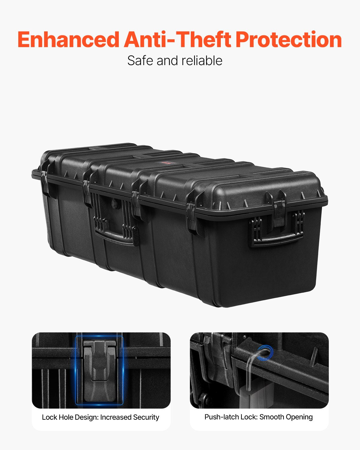 Weatherproof Hard Case, Heavy Duty Protective Dry Box Case With Pre-Cut Foam & Retractable Pull Handles For Travel, Hunt, Military, Tactical, IP67 Waterproof Case For Cameras