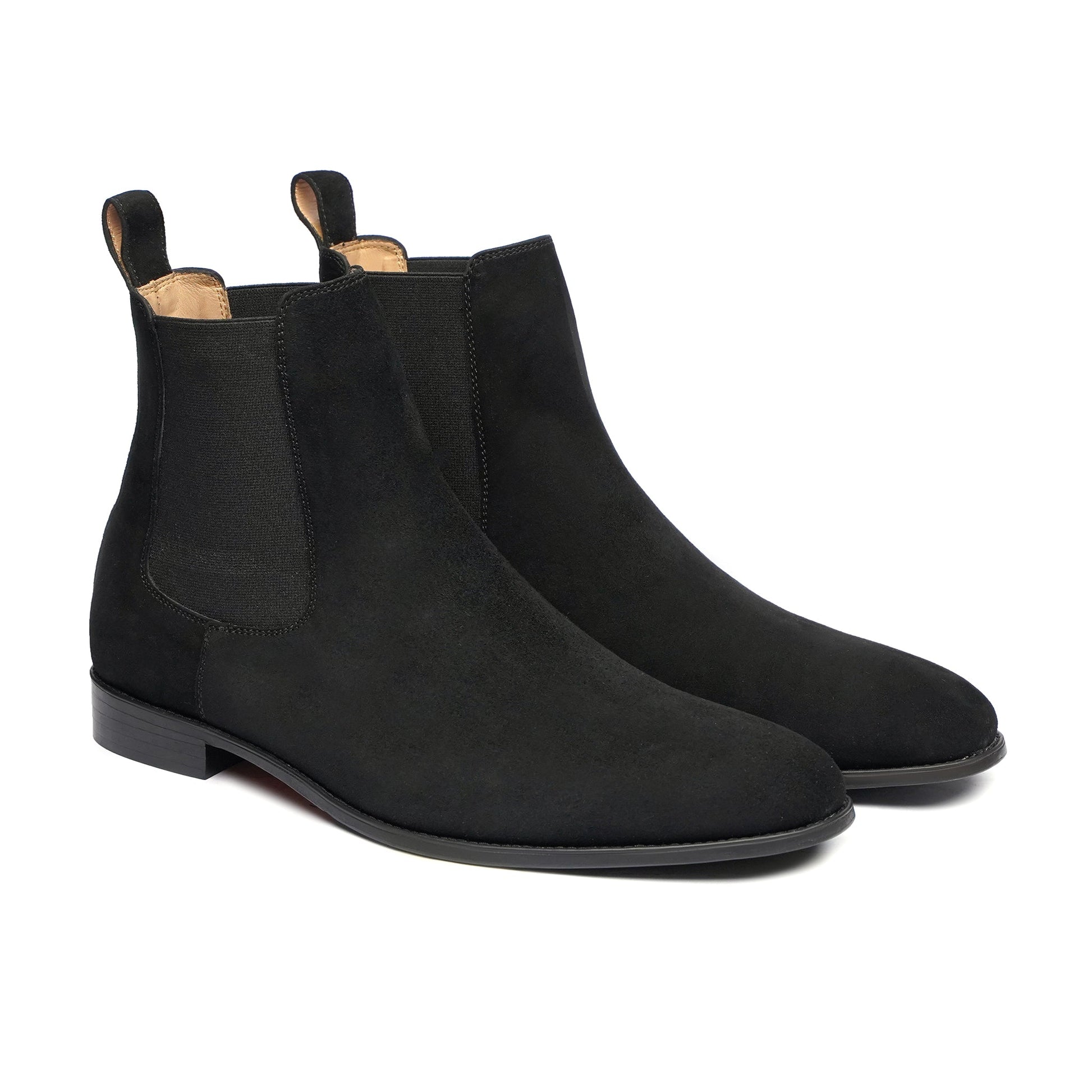 Black Suede Chelsea Leather Boots