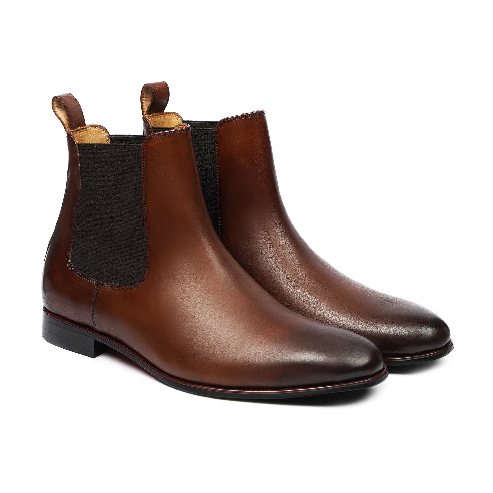 Brown Burnish Chelsea Leather Boots